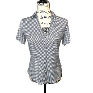 DNA Couture NWOT navy/white nautical rope print button up blouse size S